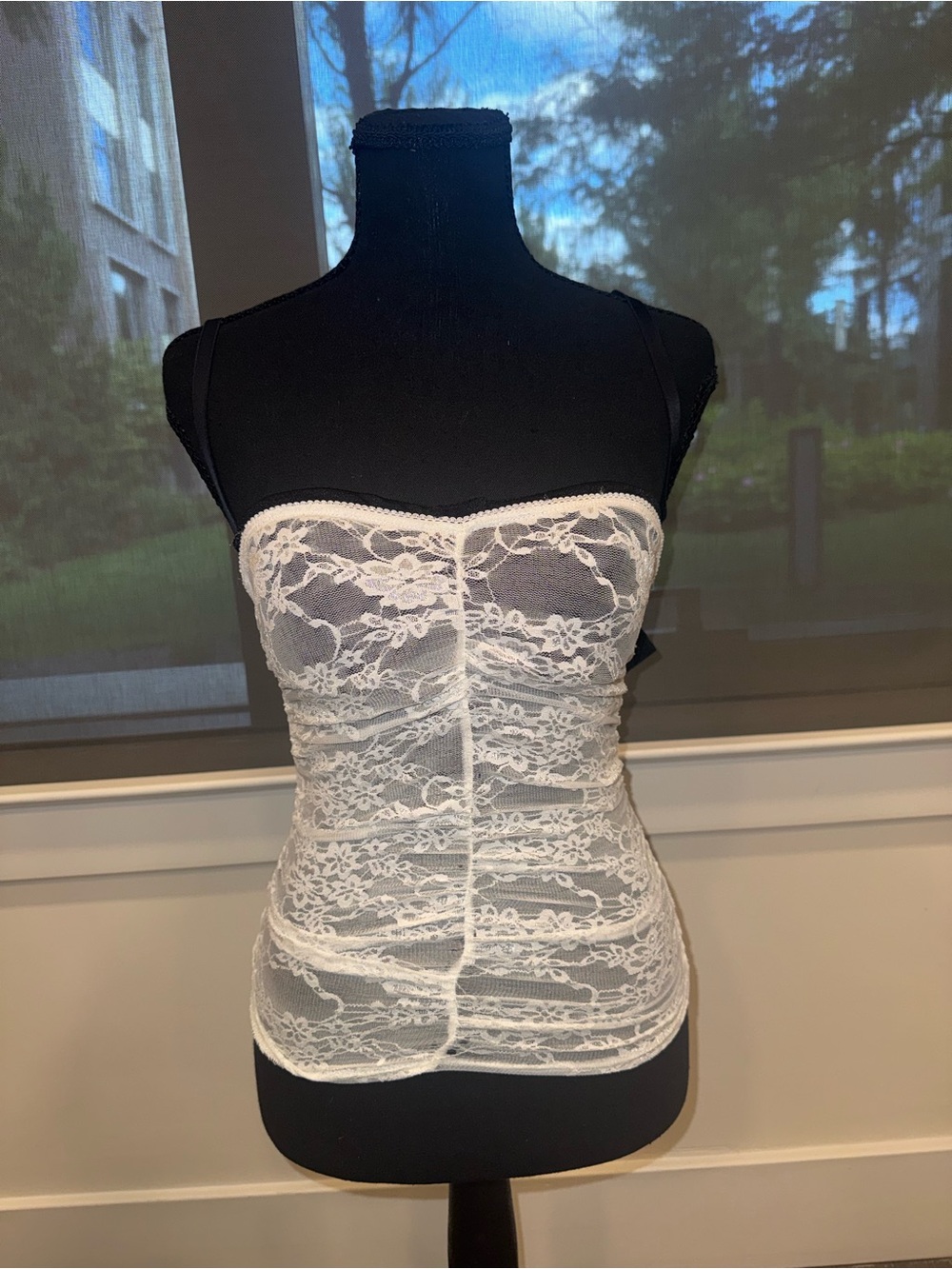 Edikted White Lace Strapless Bustier Camisole